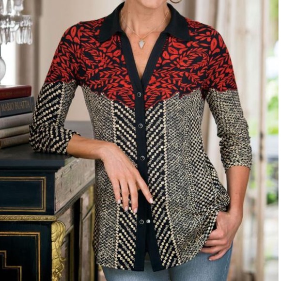 Soft Surroundings Calistoga long sleeve shirt SZ M - Picture 1 of 9